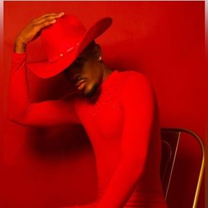 RED FAUX FELT  SUEDE COWBOY HAT RED